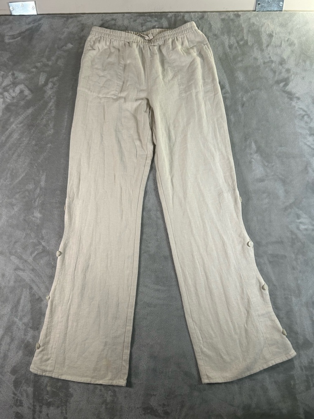 Soft surroundings Light Beige Button-Accent Wide Leg Pants - Picture 1 of 10